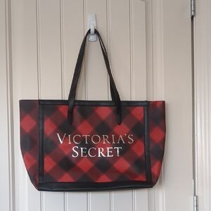 Victoria's Secret Red and Black Plaid Tote